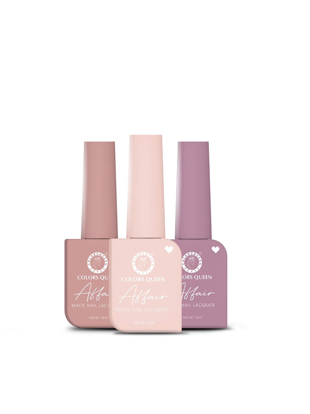 

Colors Queen Set of 3 Affair Long Lasting & Chip-Resistant Matte Nail Lacquer - 13 ml each, Nude