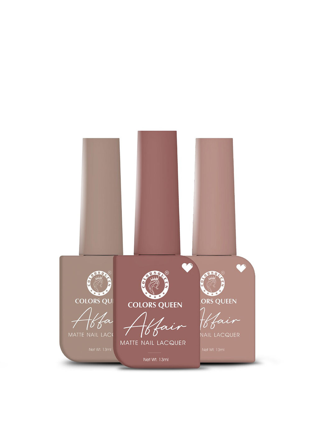 

Colors Queen Affair 3-Pcs Matte Nail Lacquer- 13ml Each -Mellow Coral-Rouge-Latte, Multi