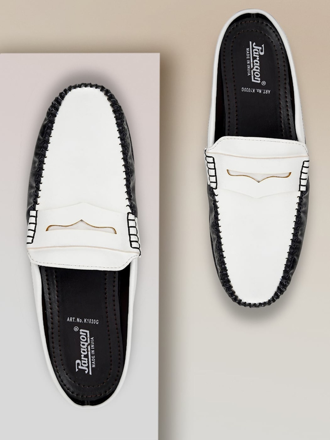 

Paragon Men Colourblocked Comfort Insole Penny Mules, Black