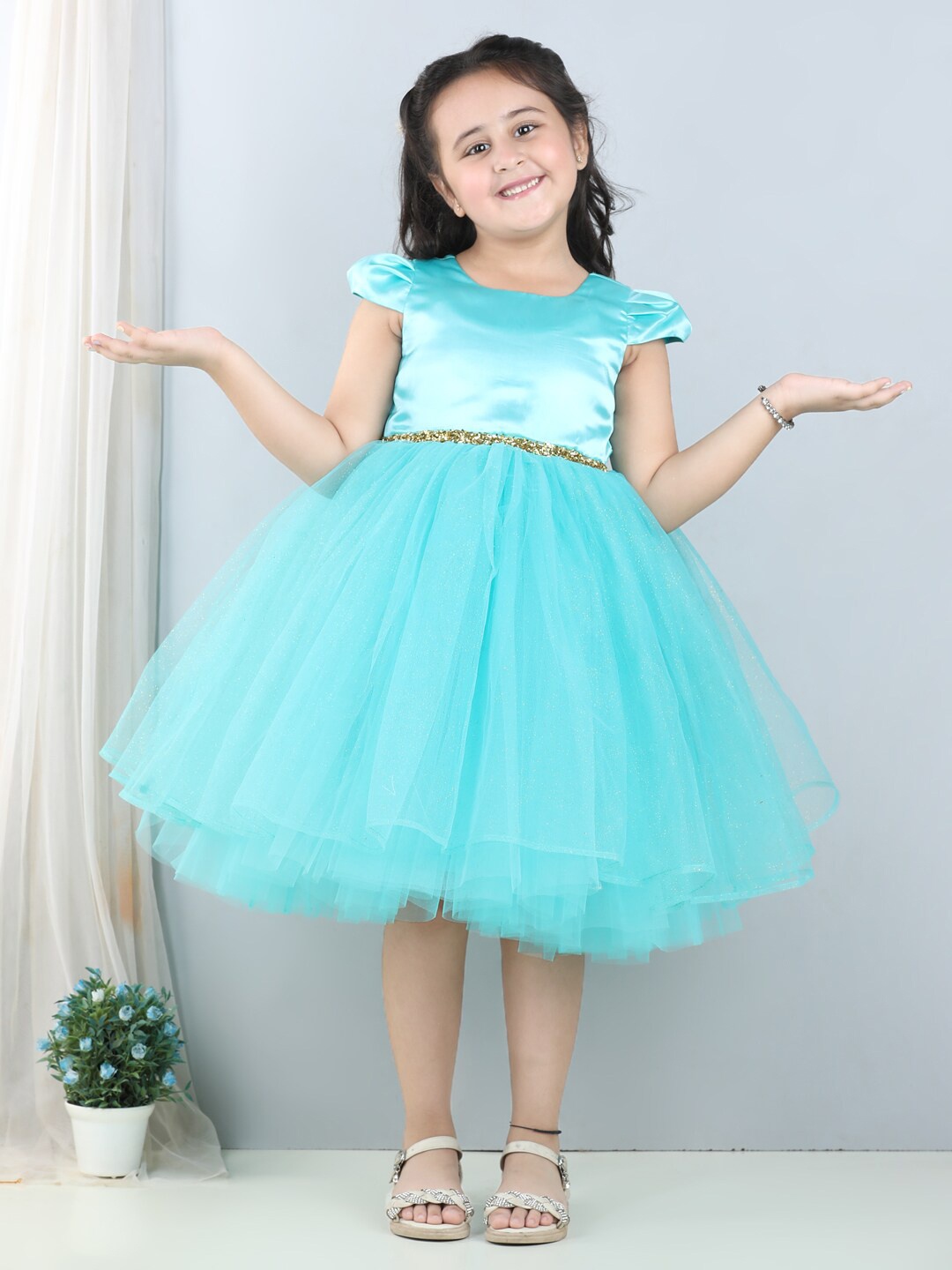 

Toy Balloon kids Girls Embellished Fit and Flare Dress, Blue