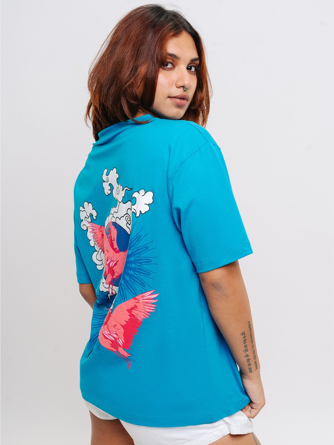 

FREAKINS Graphic Printed Oversized Pure Cotton T-shirt, Blue