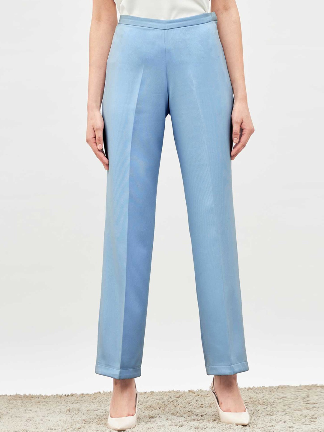 

SALT ATTIRE Women Tailored Mid-Rise Trousers, Blue