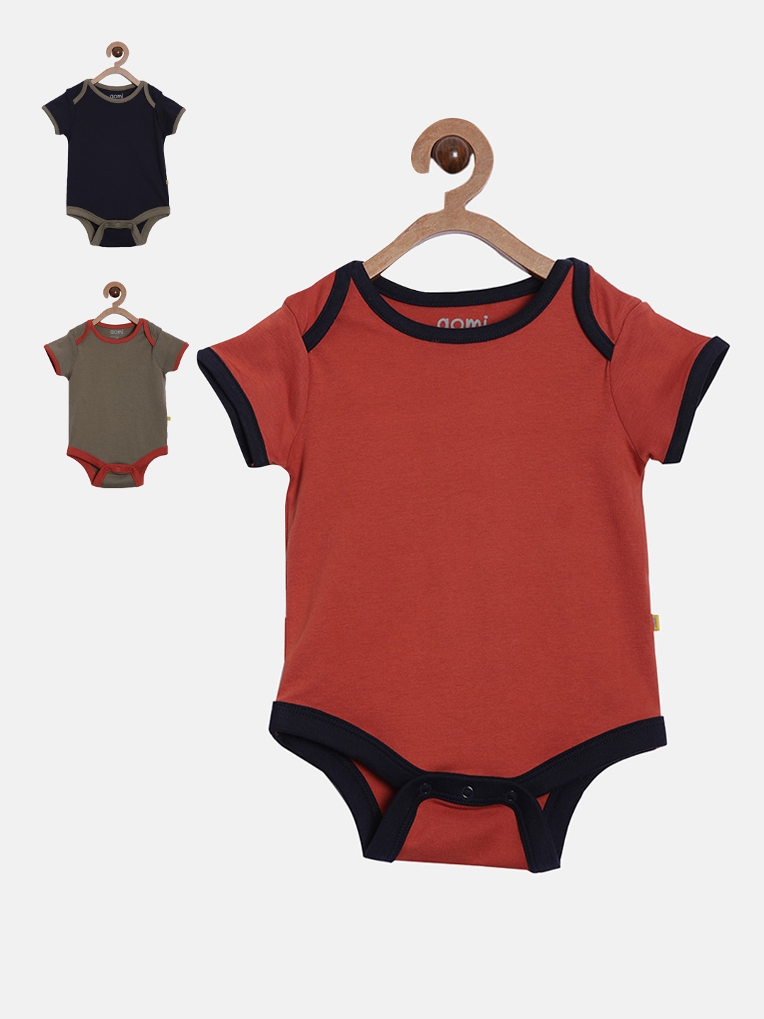 

Aomi Infants Pack Of 3 Cotton Bodysuit, Navy blue