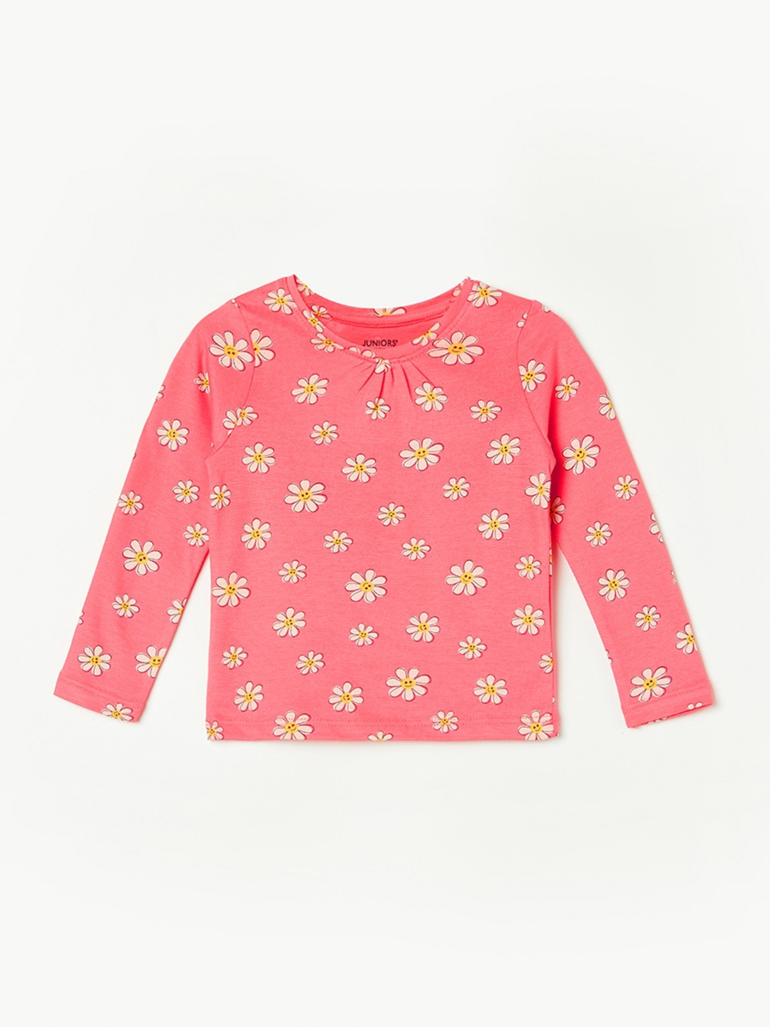 

Juniors by Lifestyle Girls Floral Printed Pure Cotton T-shirt, Coral
