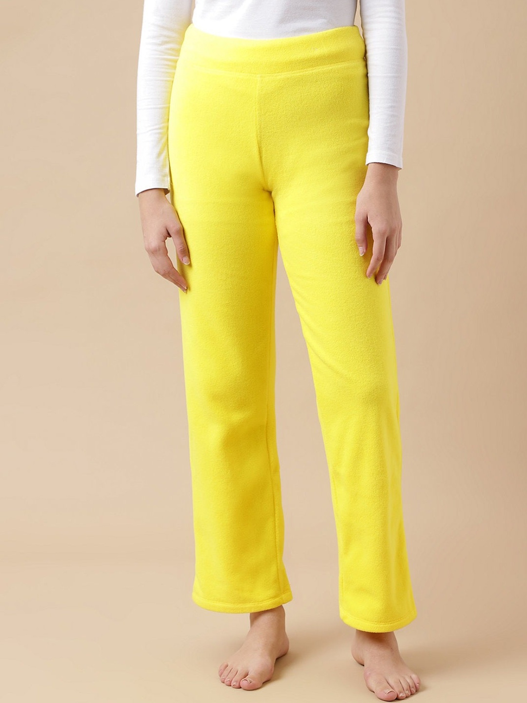

Marks & Spencer Women Regular Fit High-Rise Fleece Lounge Pants, Yellow