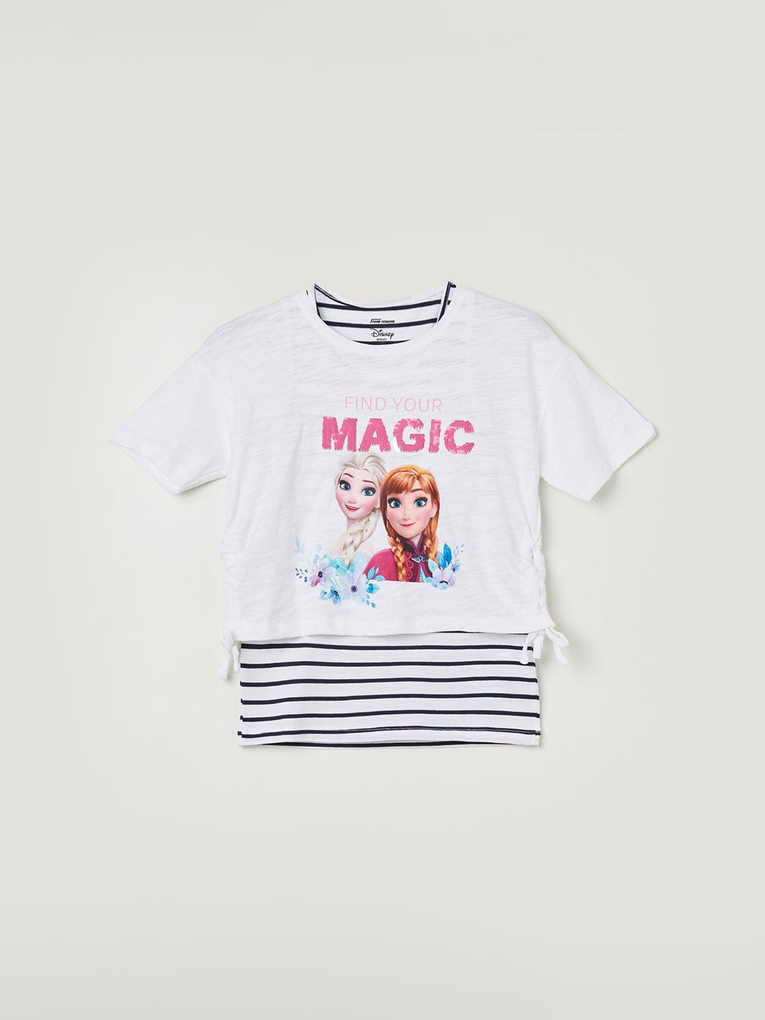 

Fame Forever by Lifestyle Girls White Striped Applique T-shirt