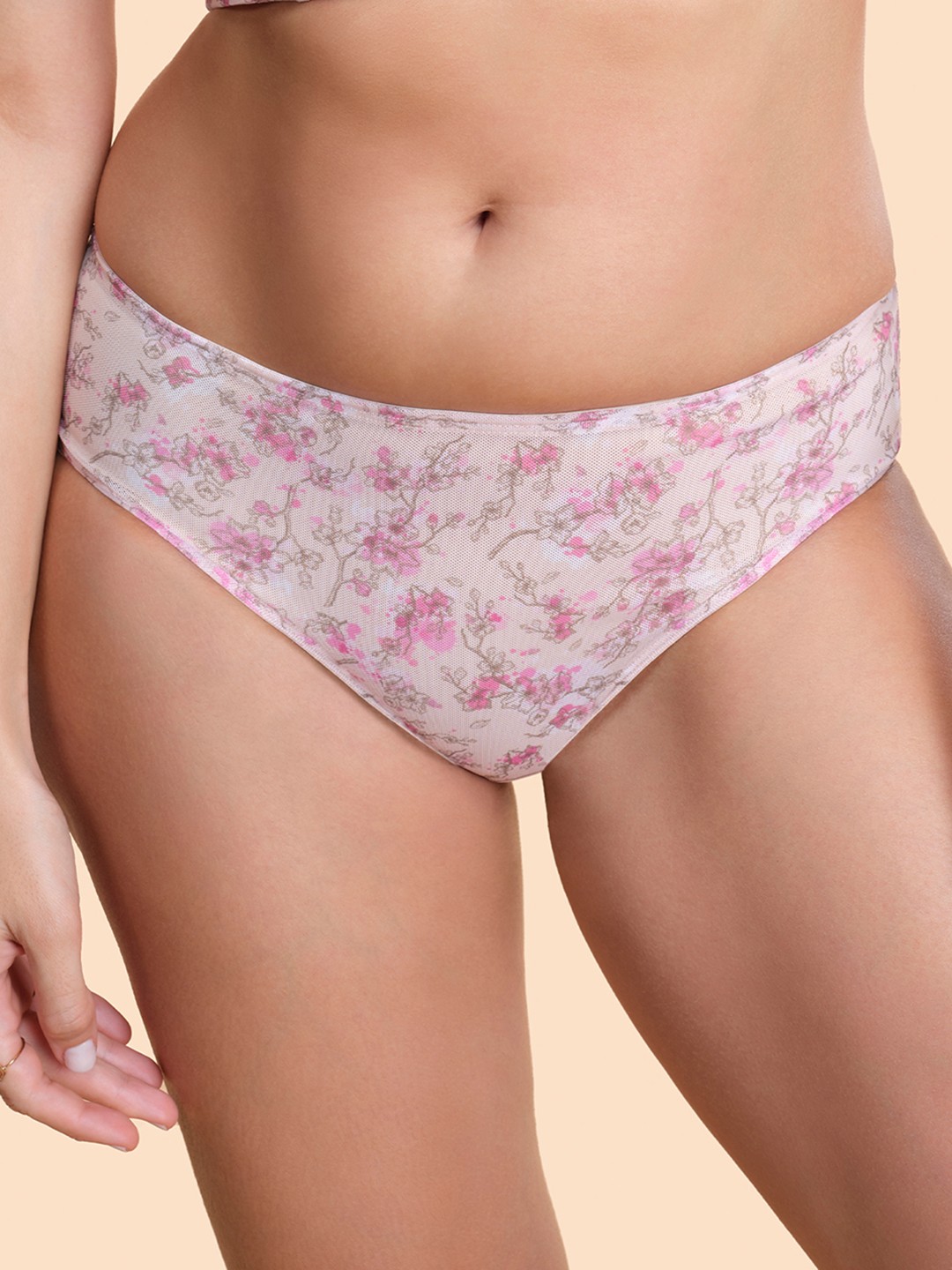 

Enamor Floral Printed Mid-Rise Flexi-Light Anti Microbial Hipster Briefs, Pink