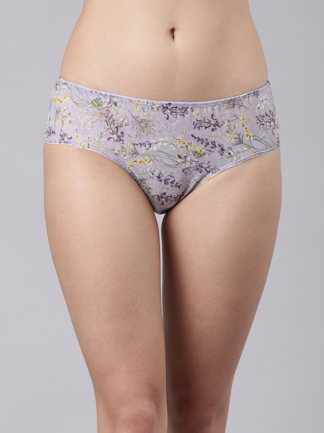 

Enamor Floral Printed Mid-Rise Flexi-Light Anti Microbial Hipster Briefs, Purple