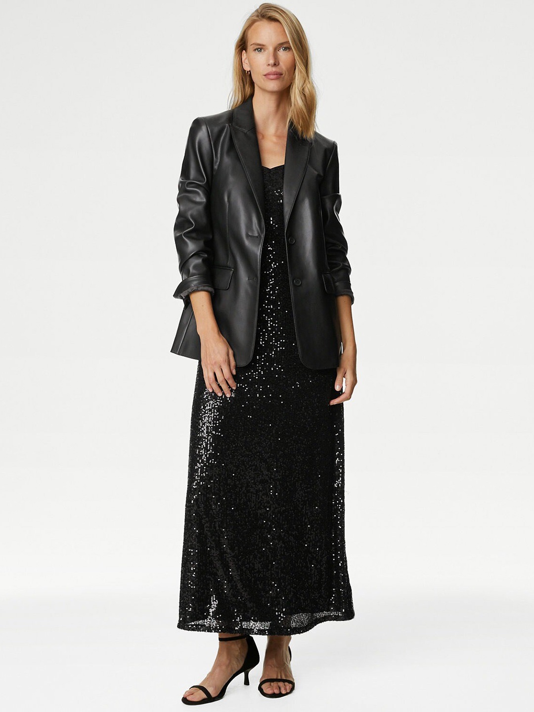 

Marks & Spencer Embellished Sequined Maxi A-Line Dress, Black