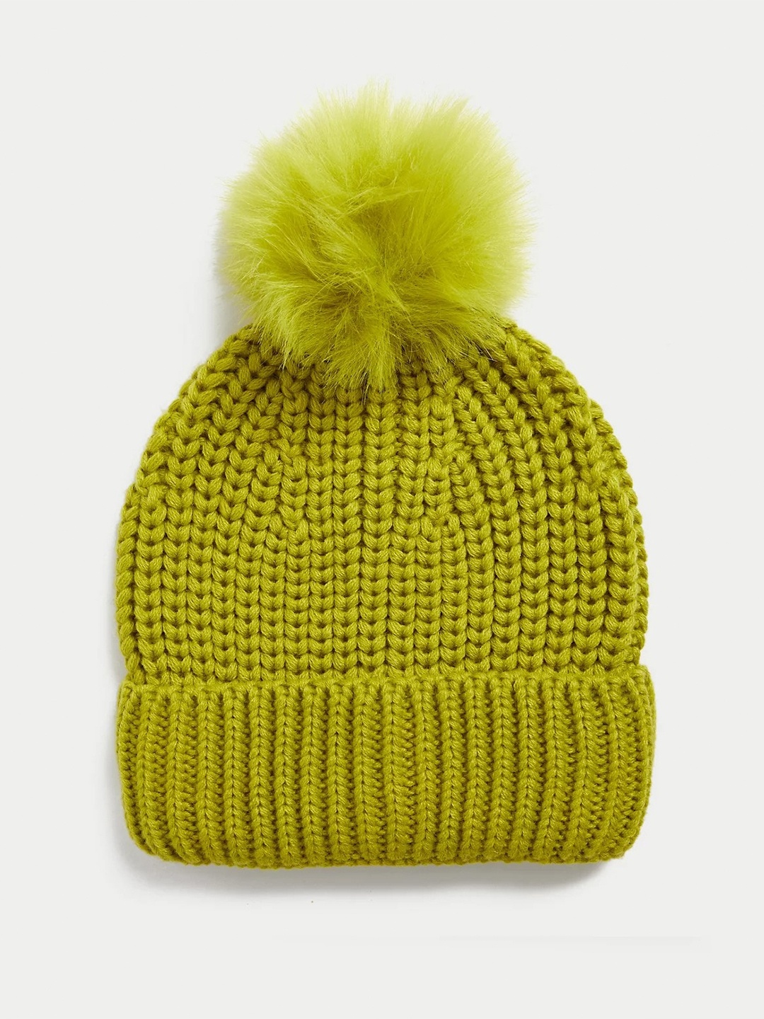 

Marks & Spencer Women Self Design Acrylic Beanie, Lime green