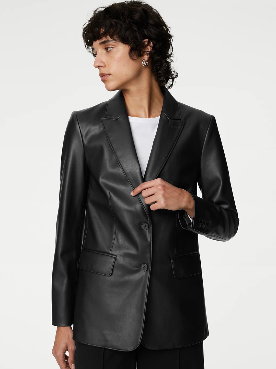 

Marks & Spencer Notched Lapel Collar Single Breasted Blazer, Black