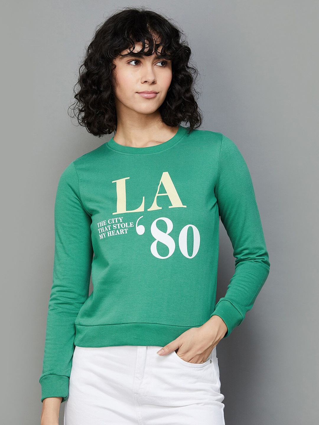 

Ginger by Lifestyle Typography Printed Cotton Sweatshirt, Green