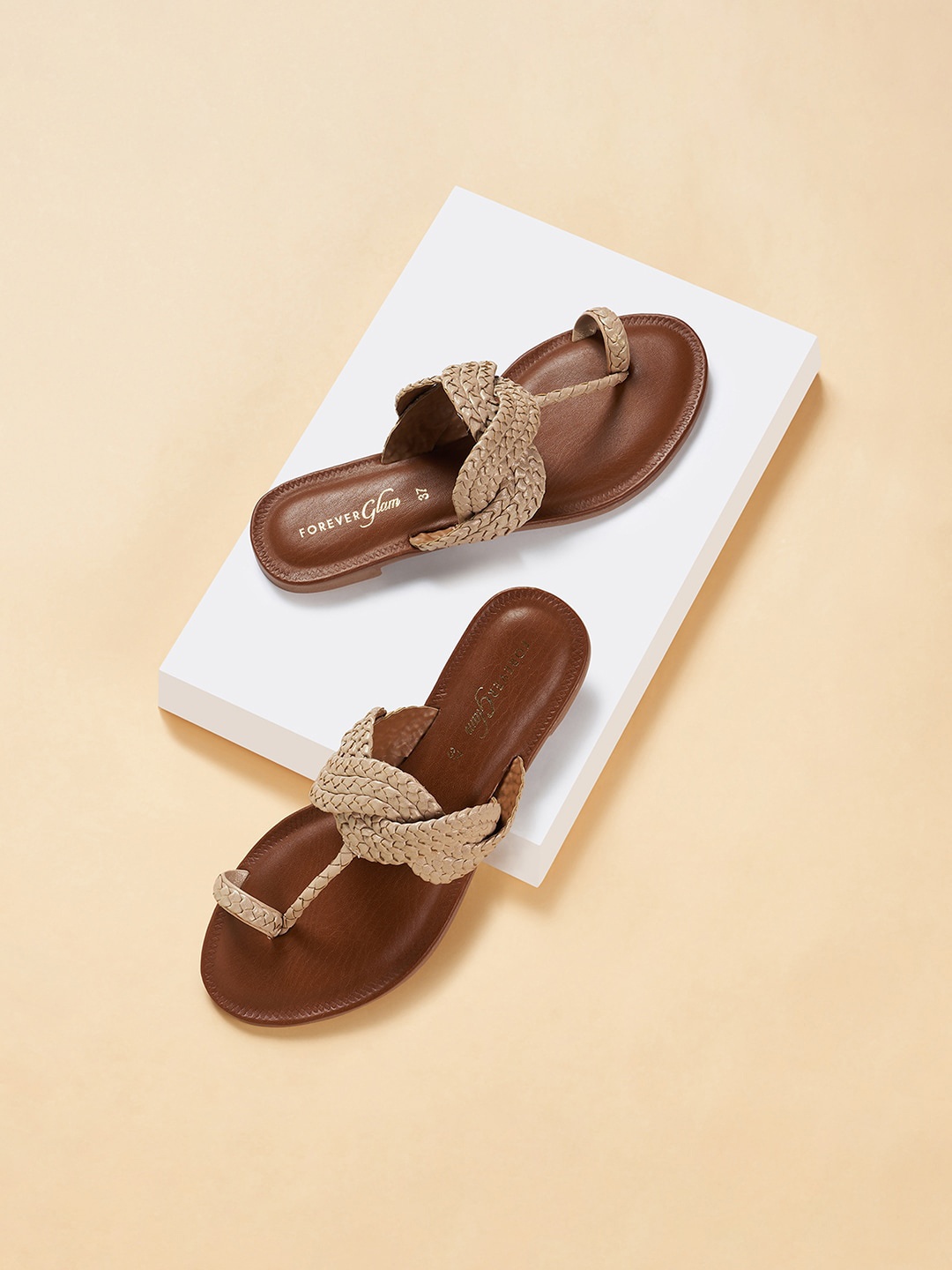 

Forever Glam by Pantaloons Braided Strap One Toe Flats, Beige