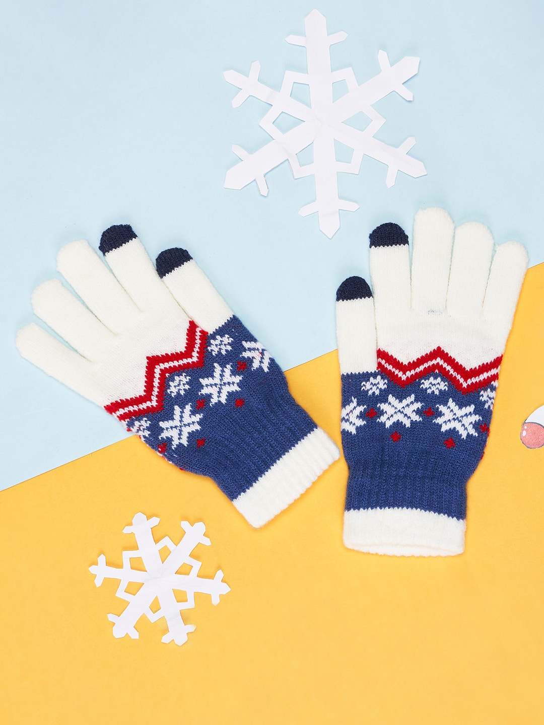 

Forever Glam by Pantaloons Women Printed Gloves, Navy blue