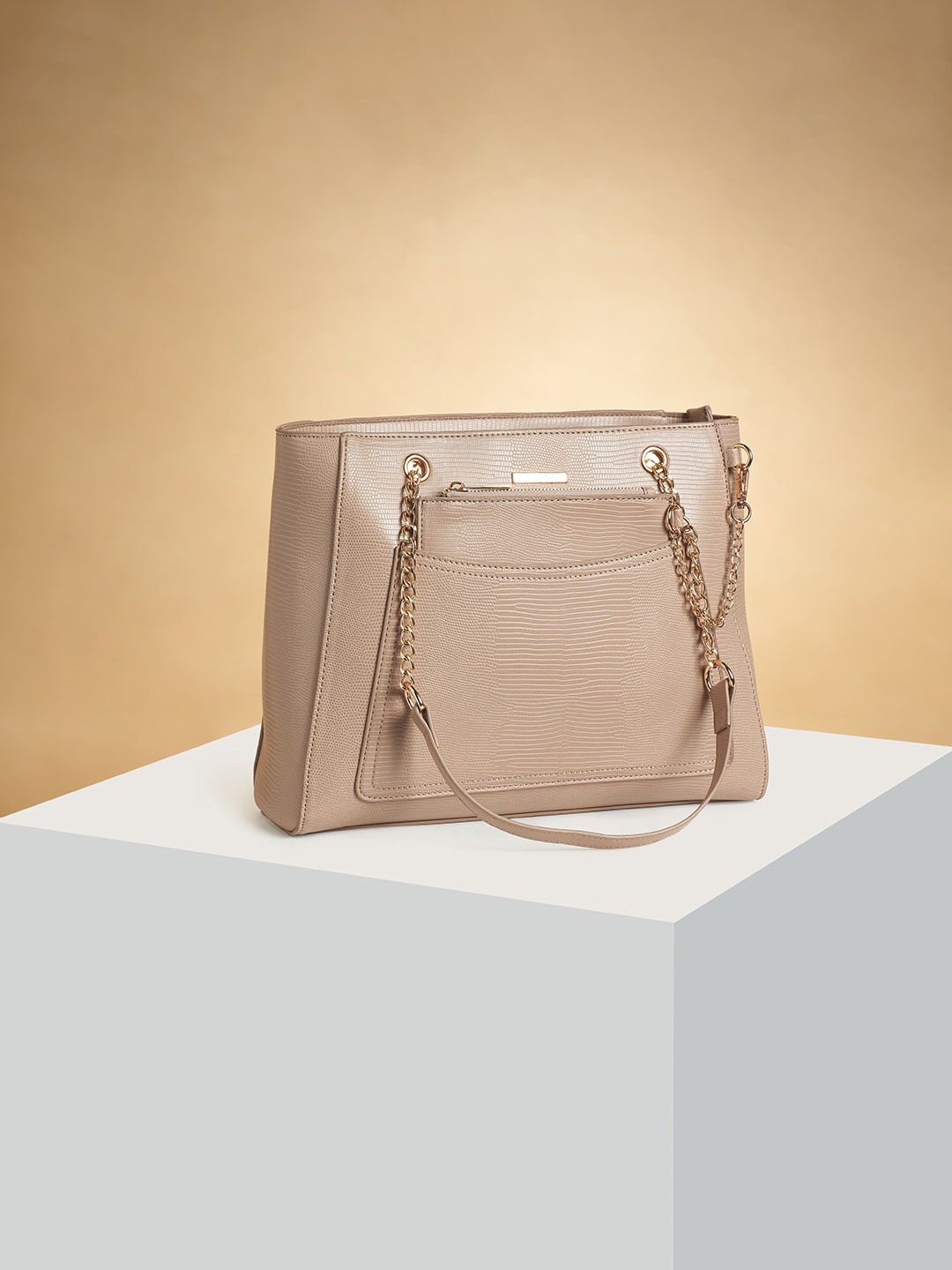 

Forever Glam by Pantaloons Textured Structured Shoulder Bag Comes, Beige
