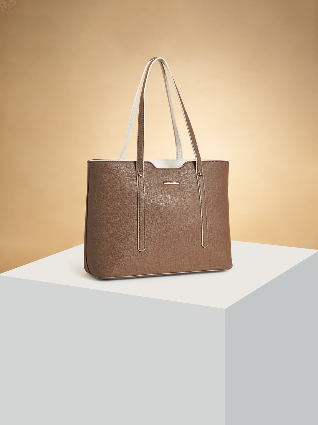 

Forever Glam by Pantaloons Oversized Structured Shoulder Bag, Taupe