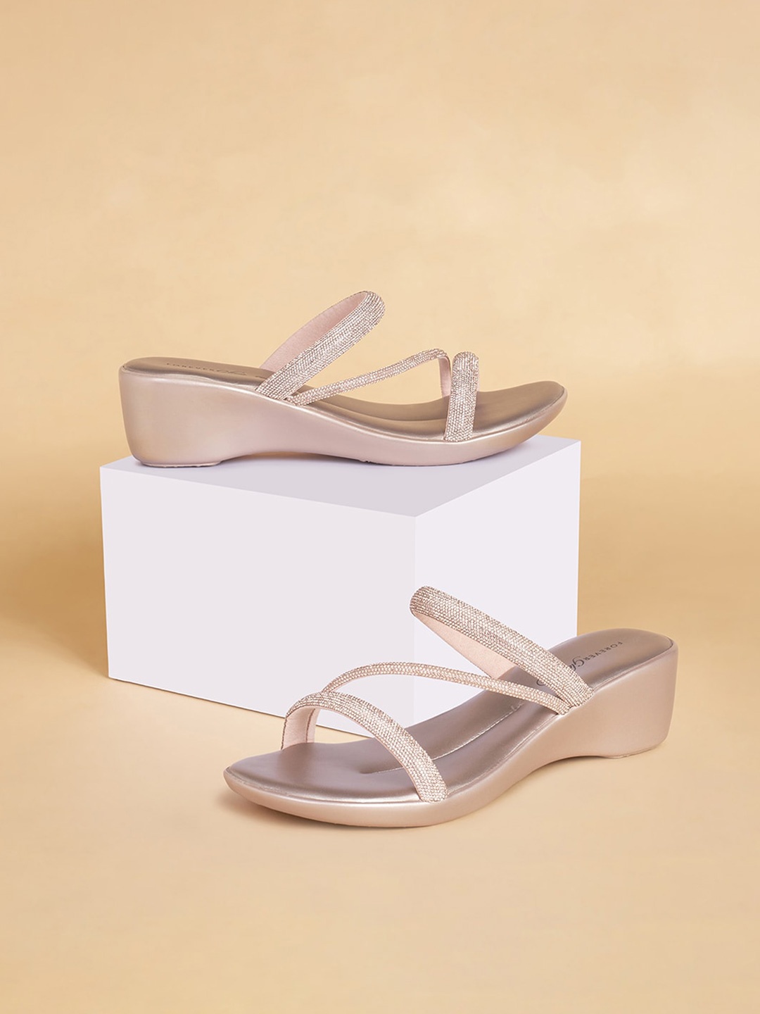 

Forever Glam by Pantaloons Rose Gold Embellished PU Wedge Sandals