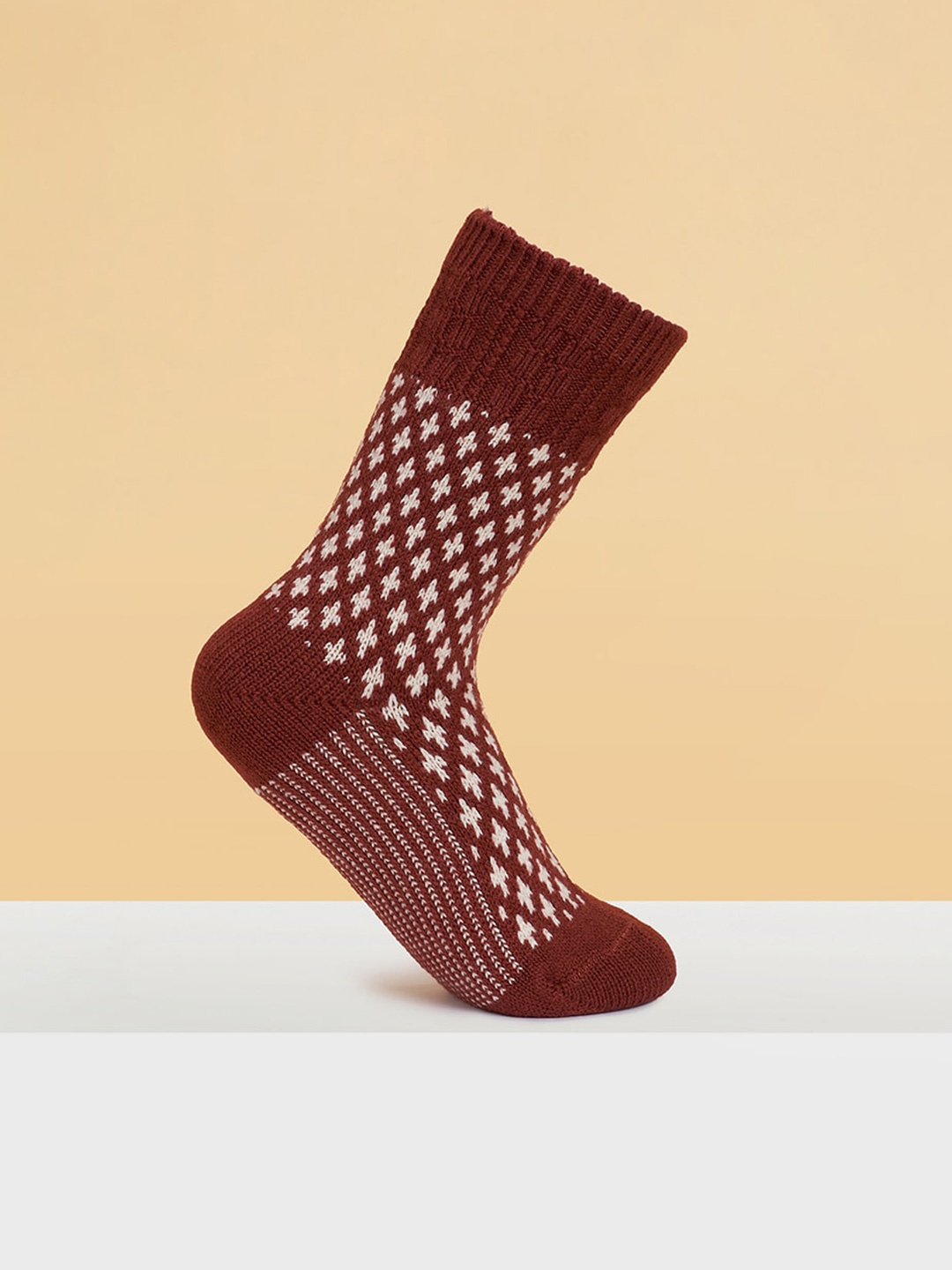 

BYFORD by Pantaloons Men Pack of 3 Patterned Calf-Length Socks, Rust