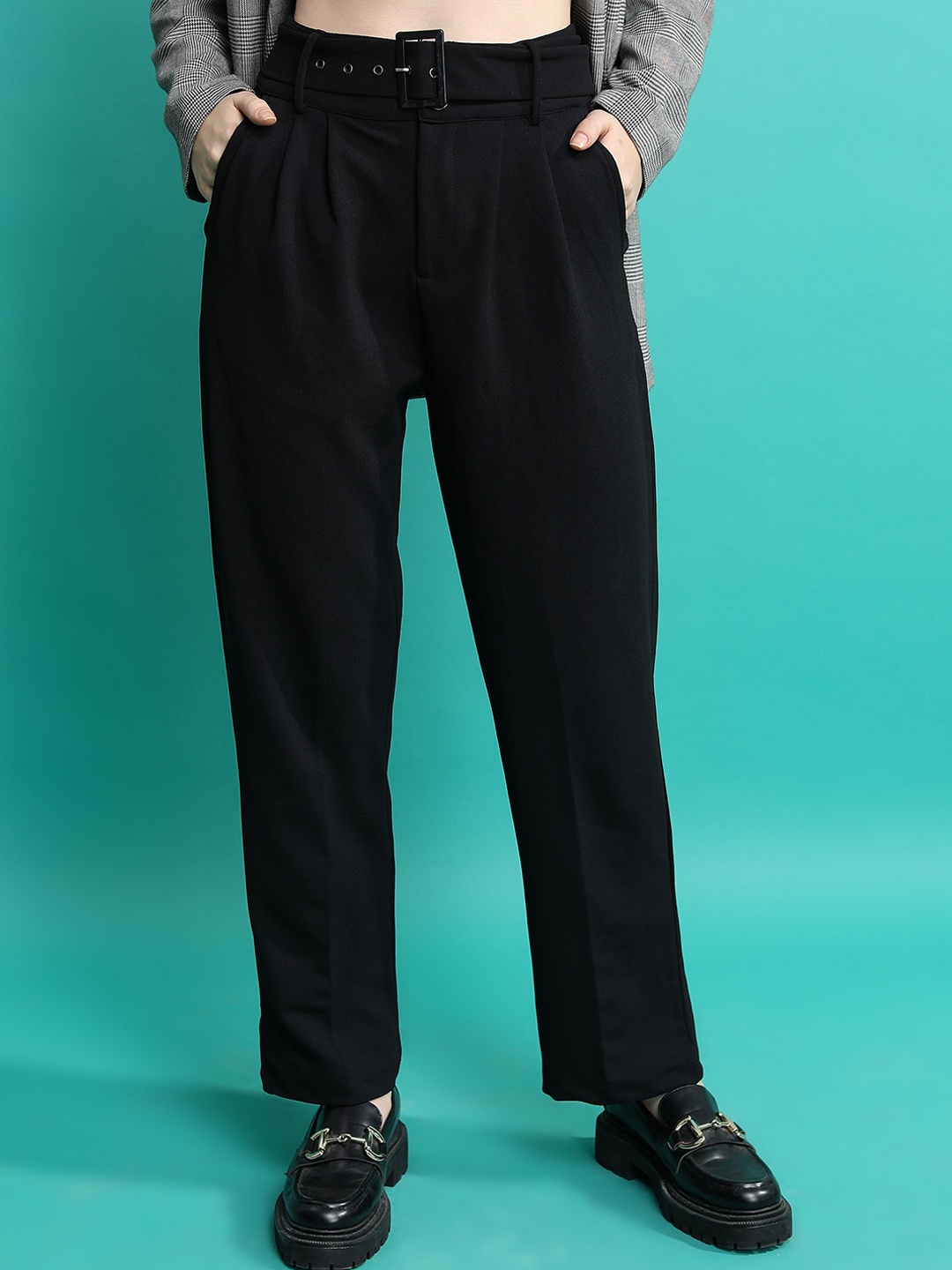 

Tokyo Talkies Women Black Pleated Trousers