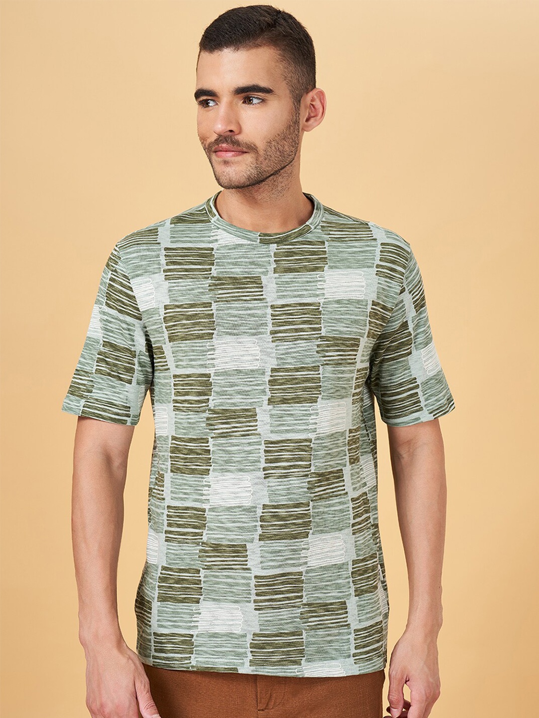 

7 Alt by Pantaloons Abstract Printed Cotton T-shirt, Green