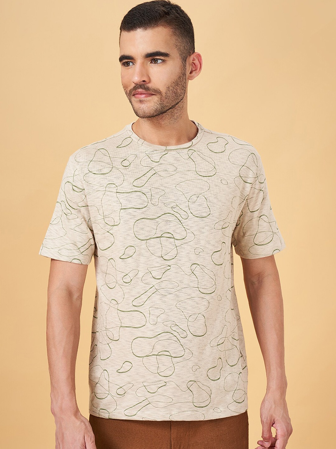 

7 Alt by Pantaloons Abstract Printed Cotton T-shirt, Orange