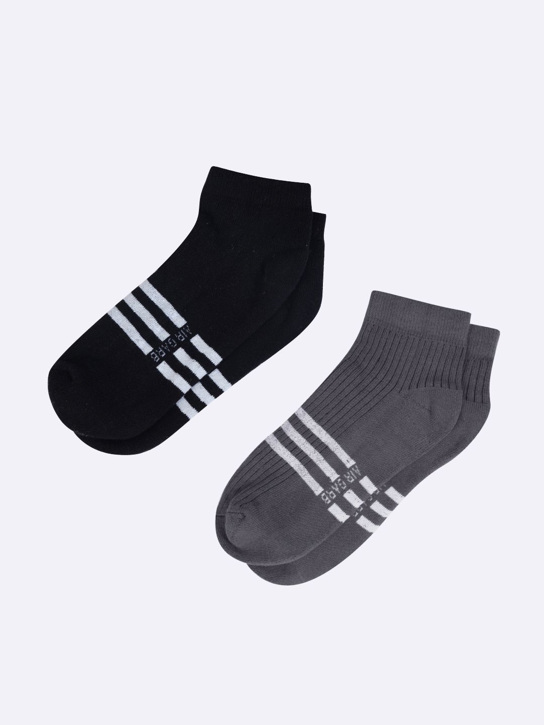 

AIR GARB Pack of 2 Striped Ankle Length Socks, Grey