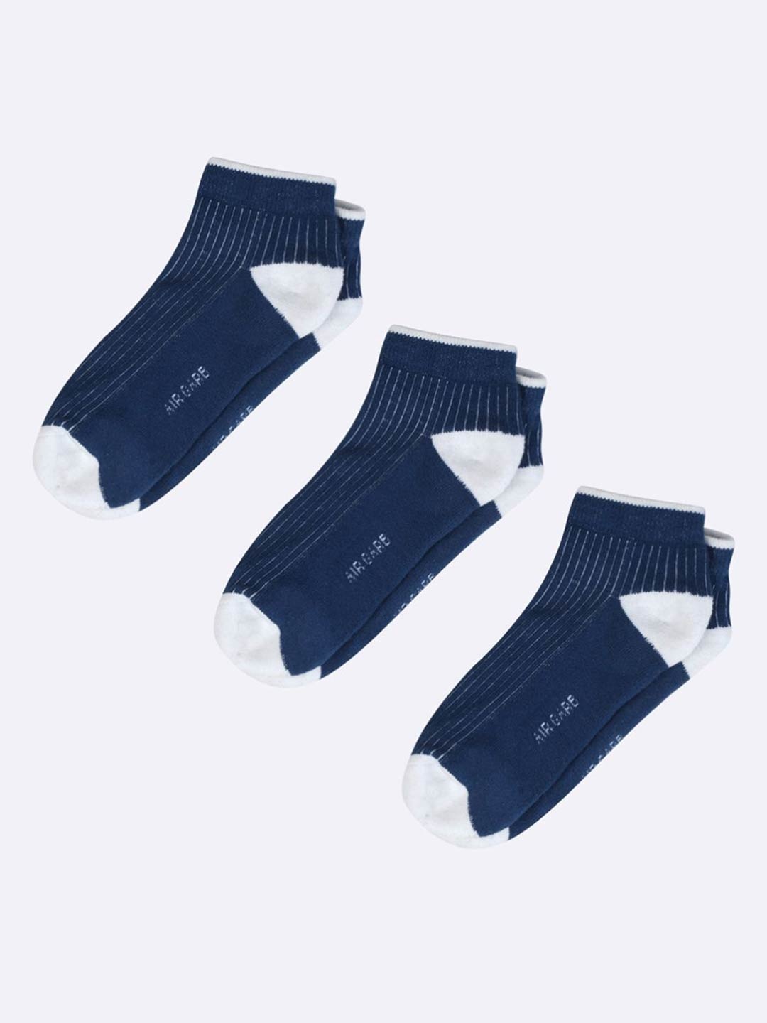 

AIR GARB Unisex Pack of 3 Striped Ankle Length Socks, Blue