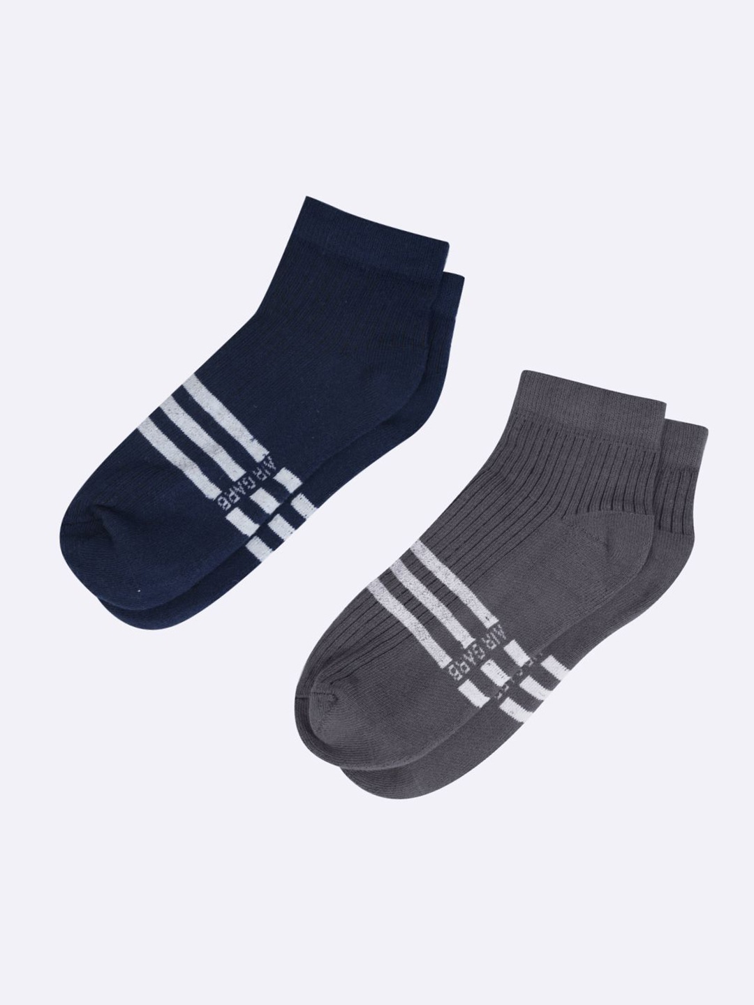 

AIR GARB Unisex Pack of 2 Striped Ankle Length Socks, Blue