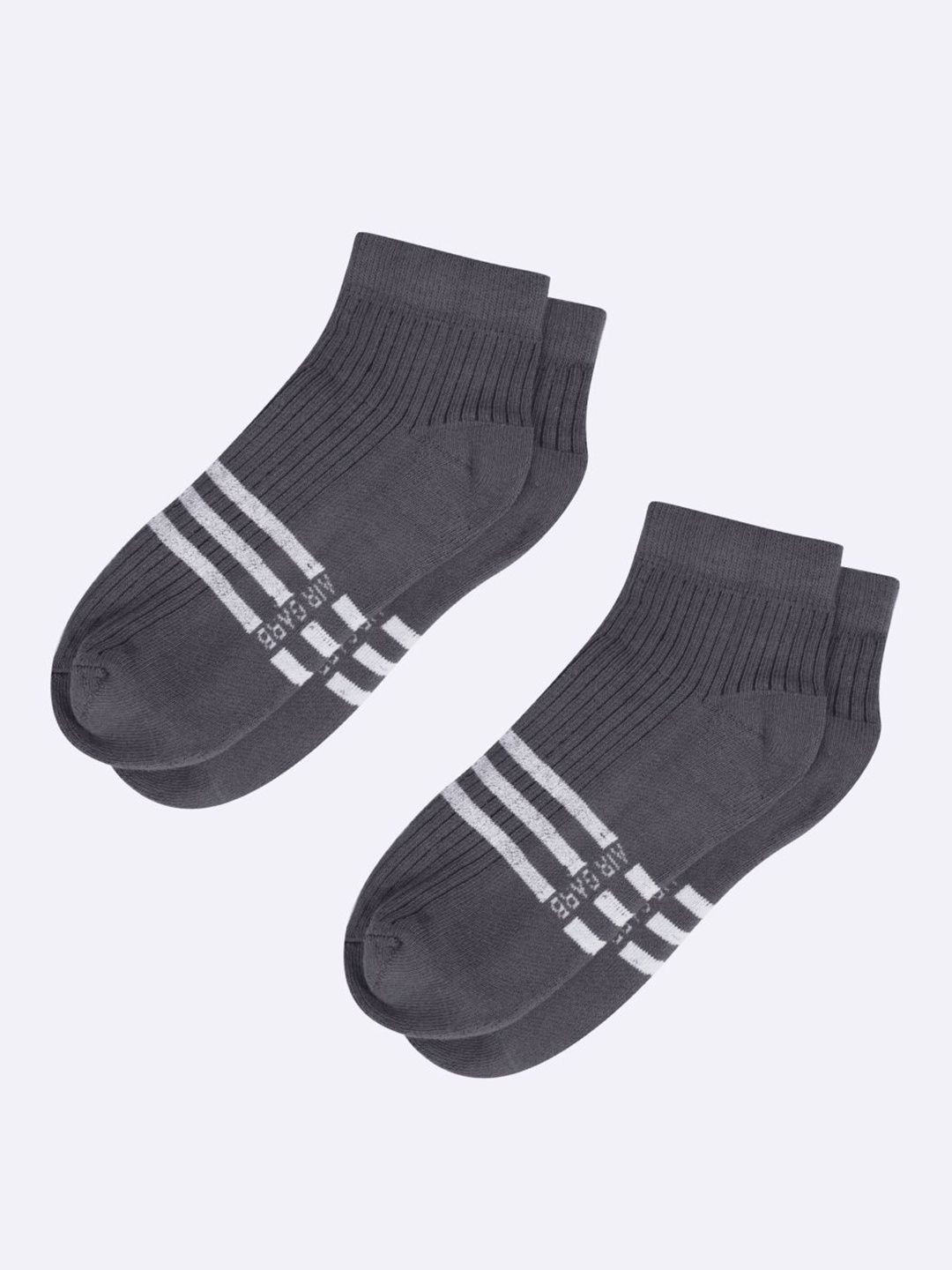 

AIR GARB Pack of 2 Striped Ankle Length Anti-Bacterial Socks, Charcoal