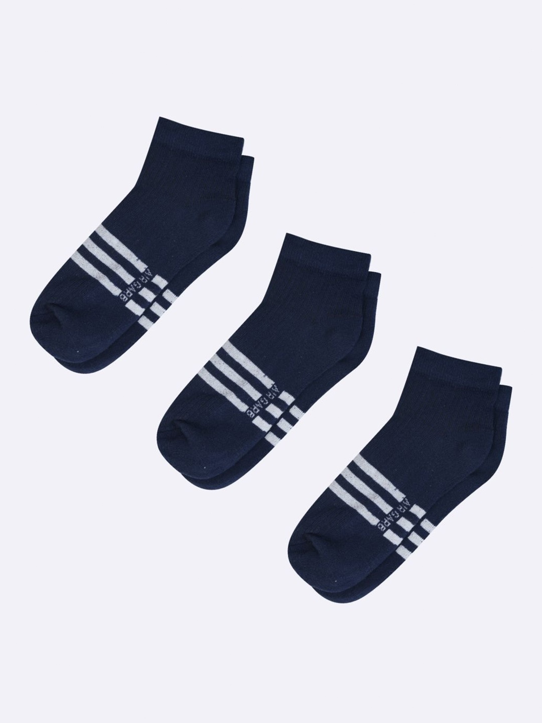 

AIR GARB Unisex Pack of 3 Striped Breathable Pure Cotton Ankle Length Socks, Blue