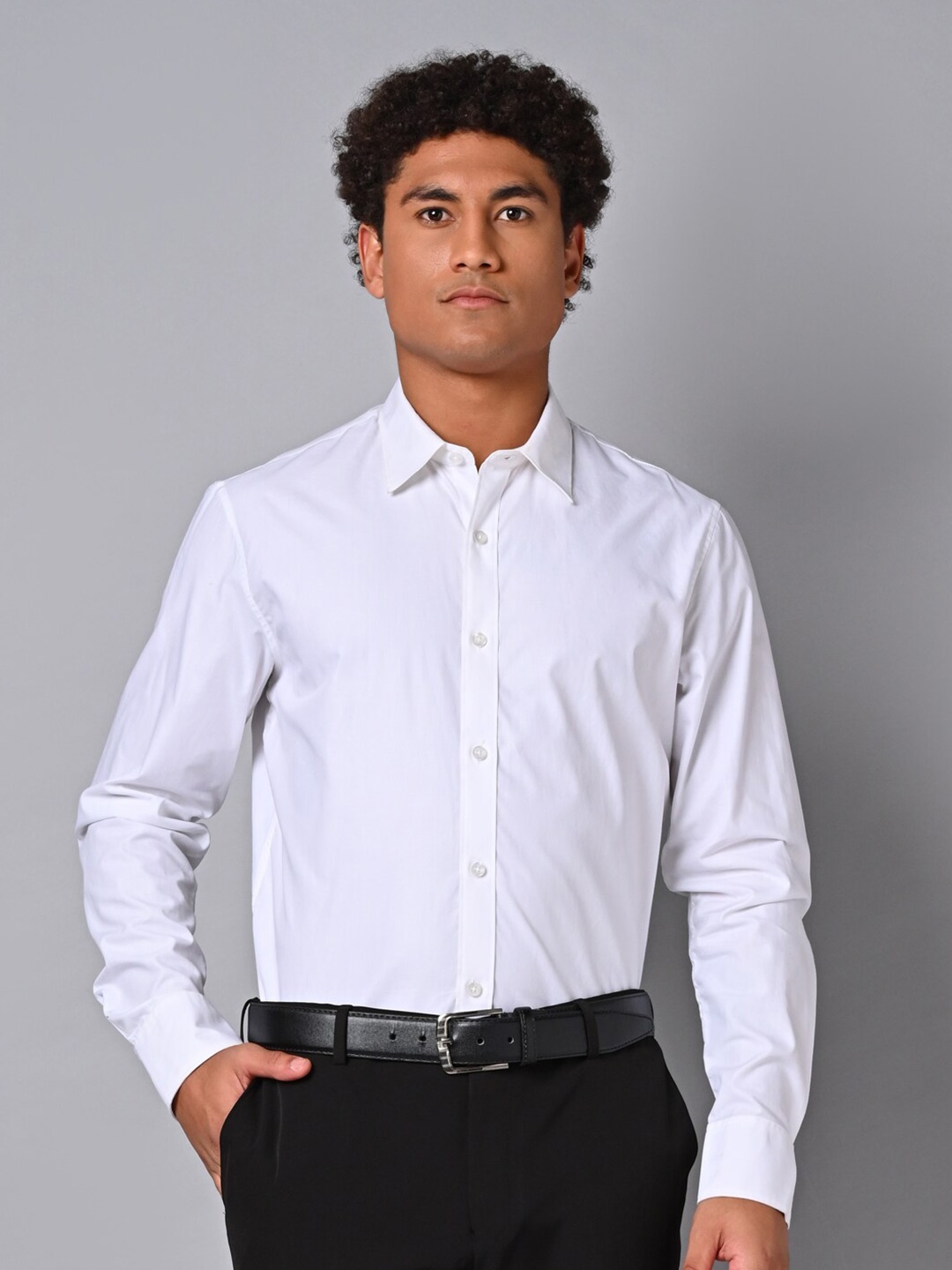 

Justin Whyte Modern Slim Fit Spread Collar Long Sleeve Cotton Formal Shirt, White