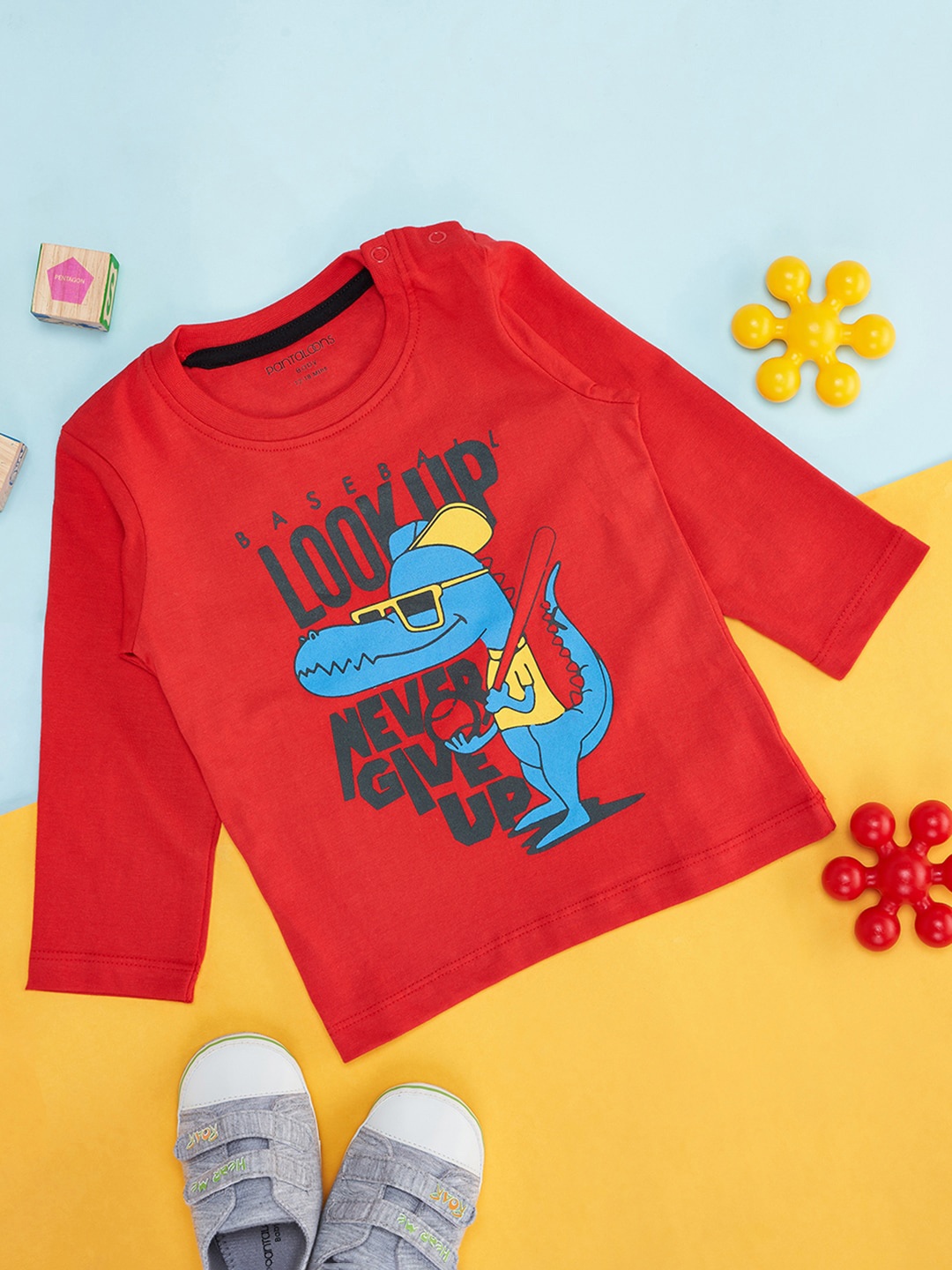 

Pantaloons Baby Boys Graphic Printed Cotton T-shirt, Red