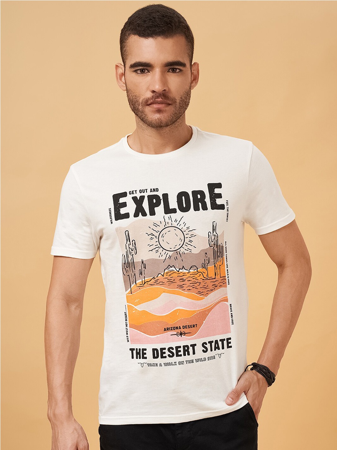 

People Typography Printed Pure Cotton Slim Fit T-shirt, White