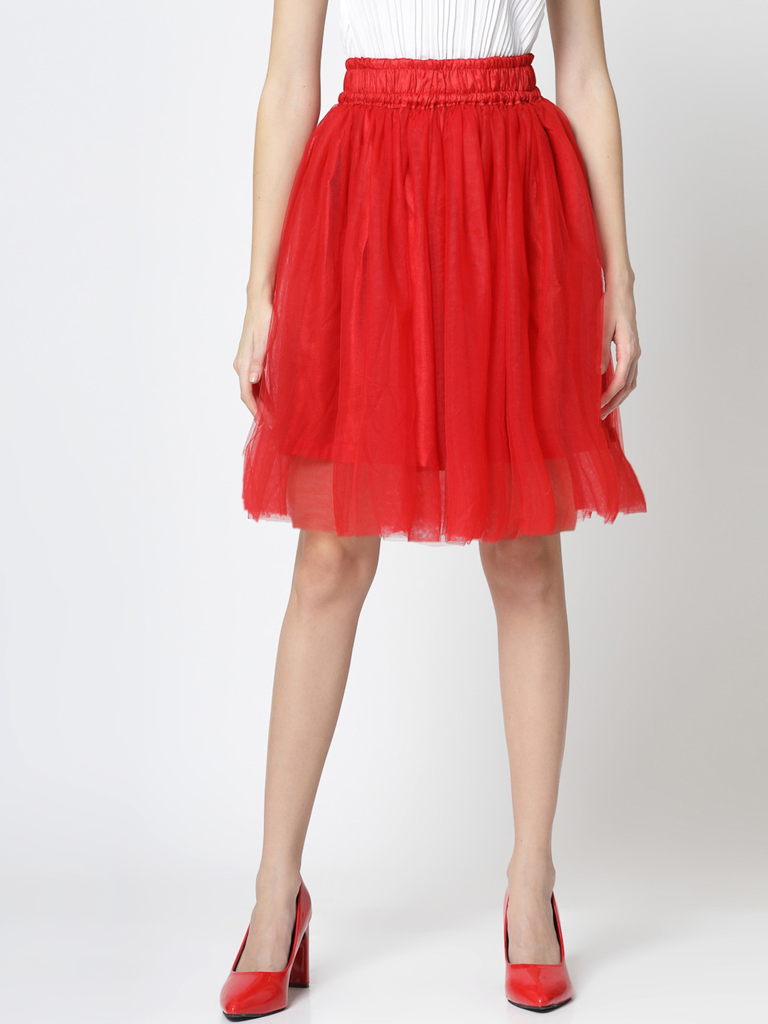 

BAESD Flared Above Knee- Length Skirt, Red
