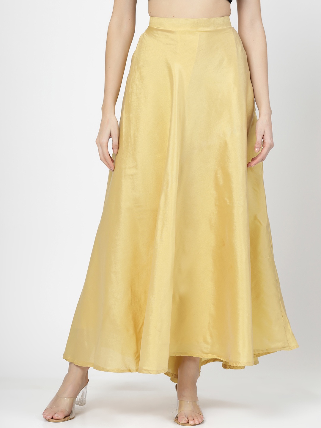 

BAESD Flared Maxi-Length Skirt, Gold