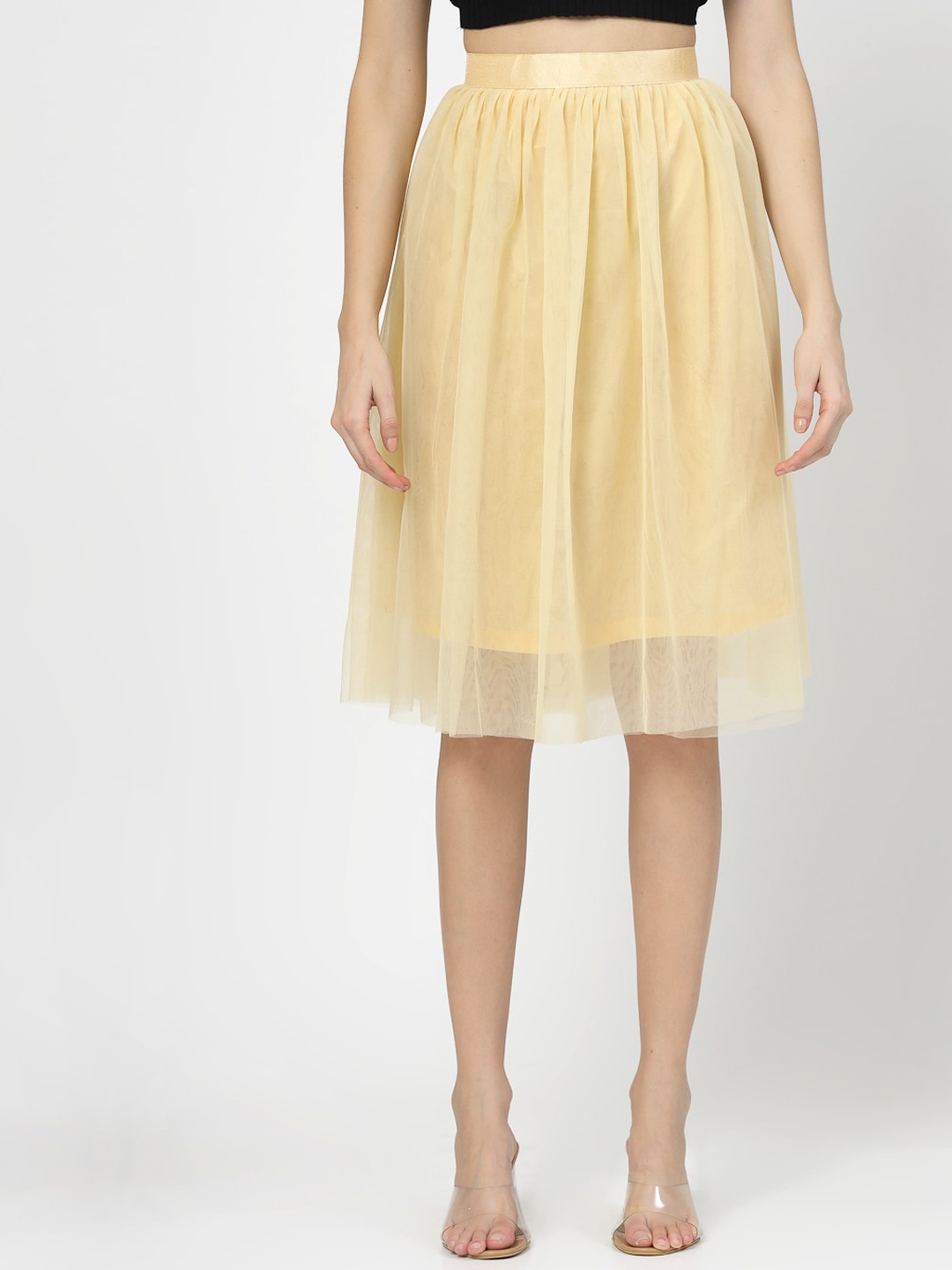 

BAESD Flared Above Length Skirt, Gold