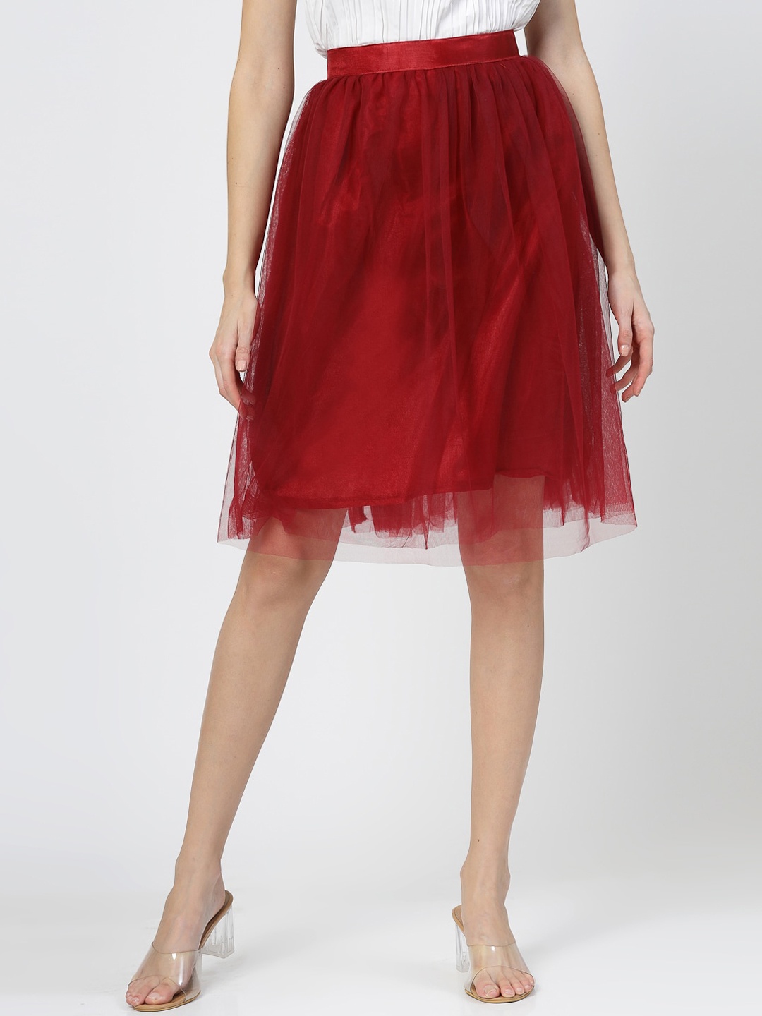 

BAESD Flared Above Knee Length Skirt, Maroon