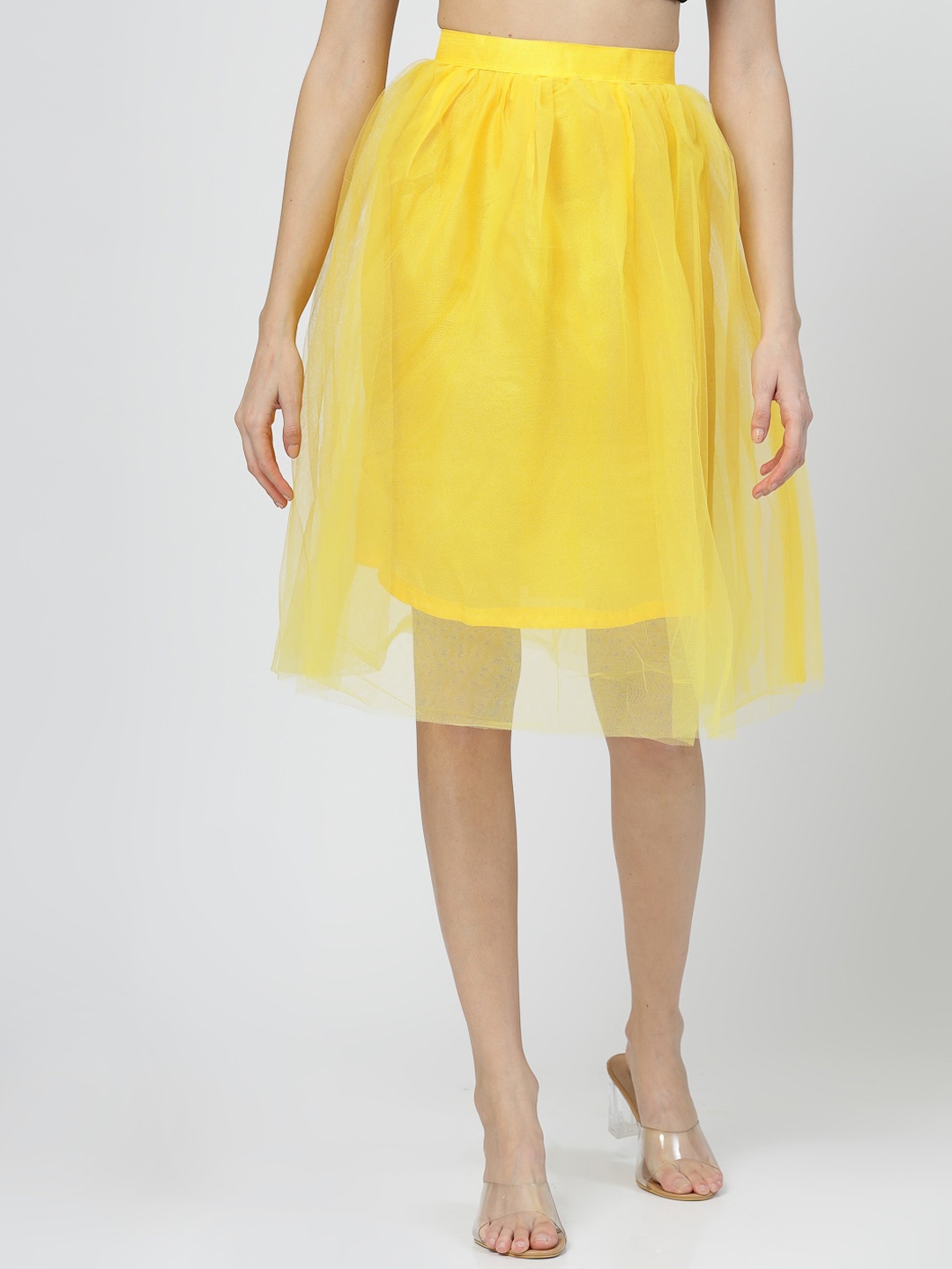 

BAESD Flared Above Knee Length skirt, Yellow