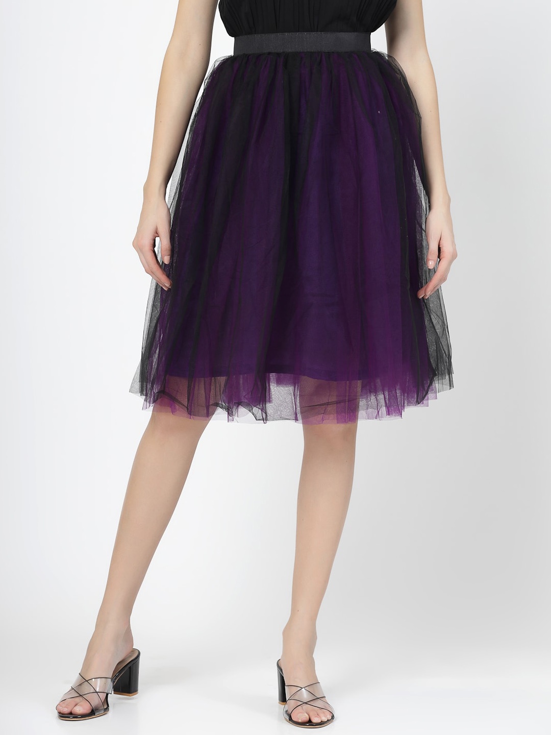 

BAESD Flared Above Knee Length skirt, Purple