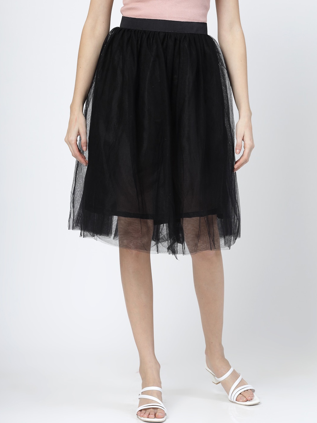 

BAESD Flared Above Knee-Length skirt, Black