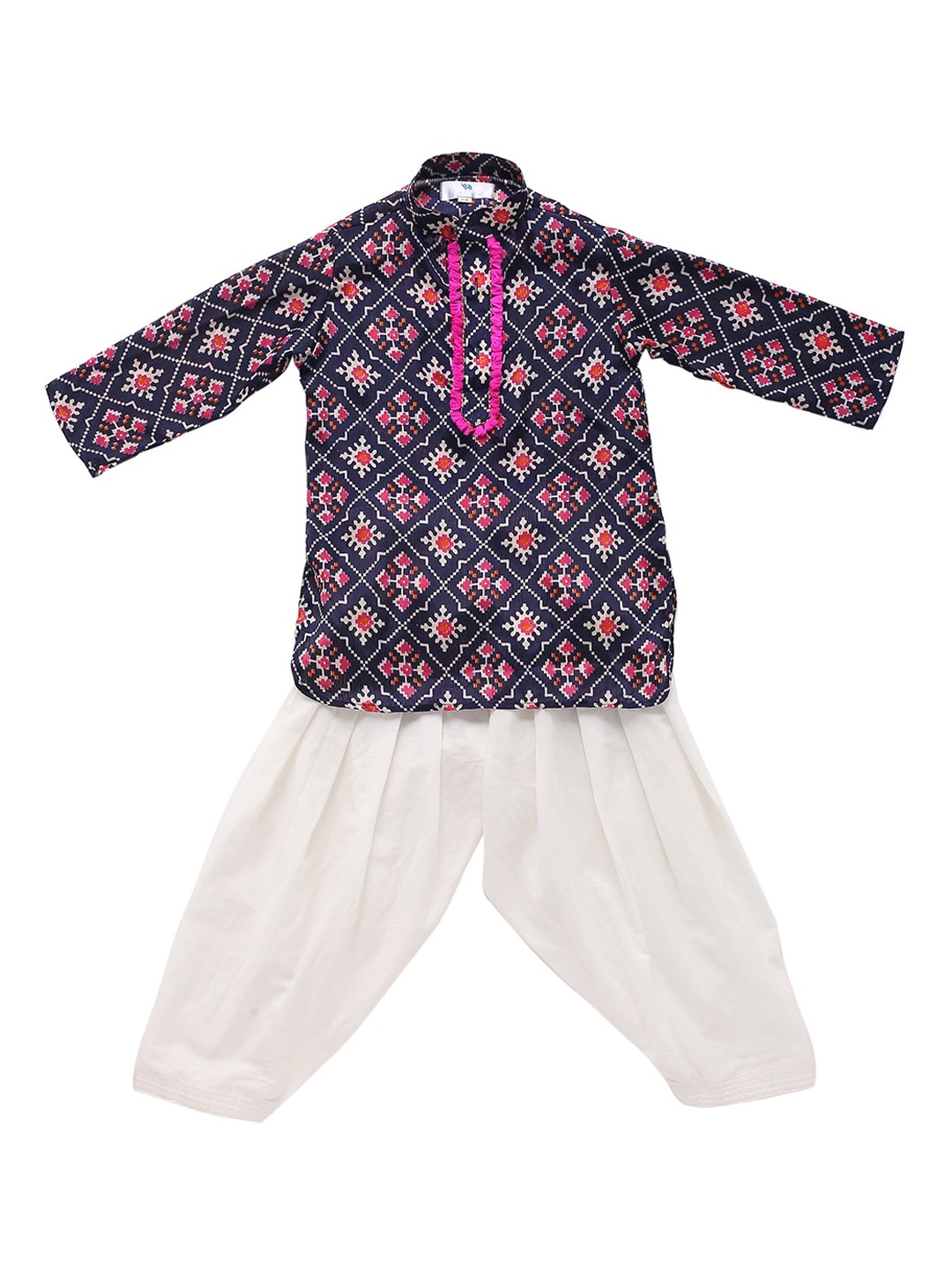 

Cute Couture Boys Ethnic Motifs Printed Straight Kurta With Patiala, Black