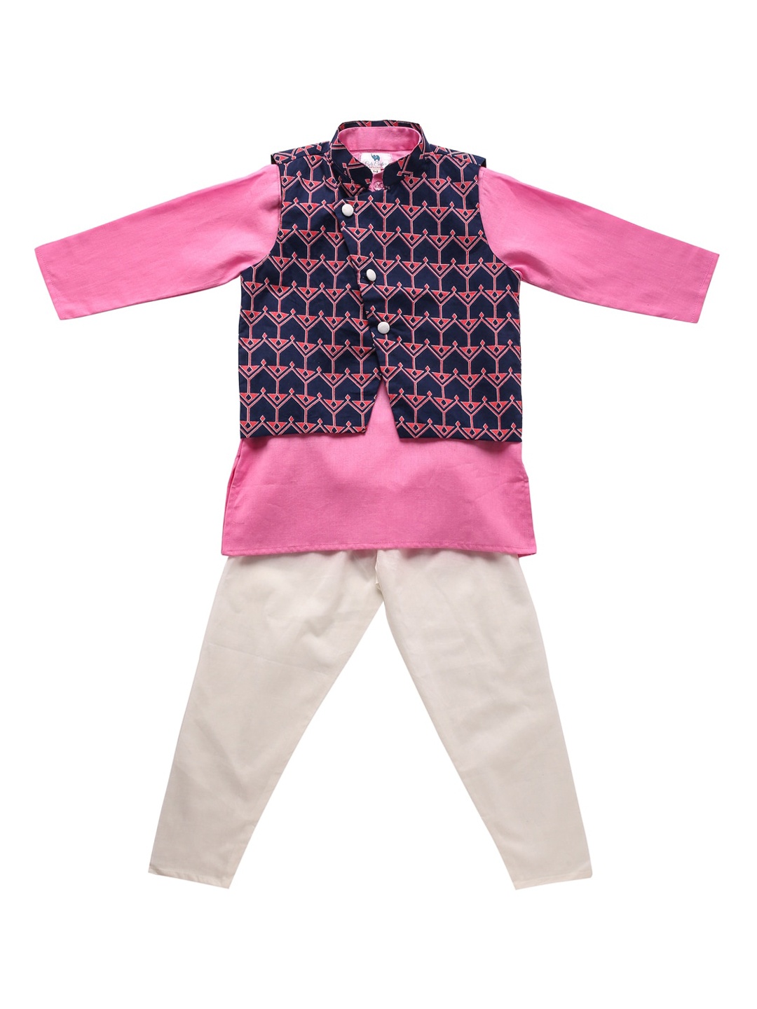 

Cute Couture Boys Regular Kurta With Pyjamas & Jacket, Pink