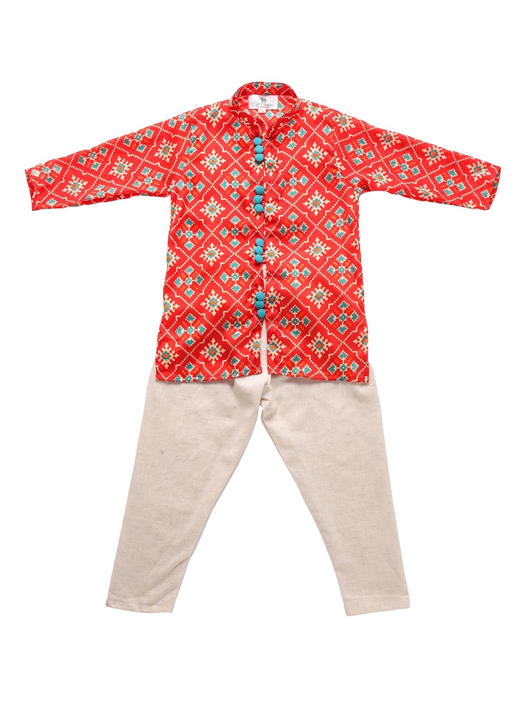 

Cute Couture Boys Ethnic Motifs Printed Regular Kurta with Trousers, Red