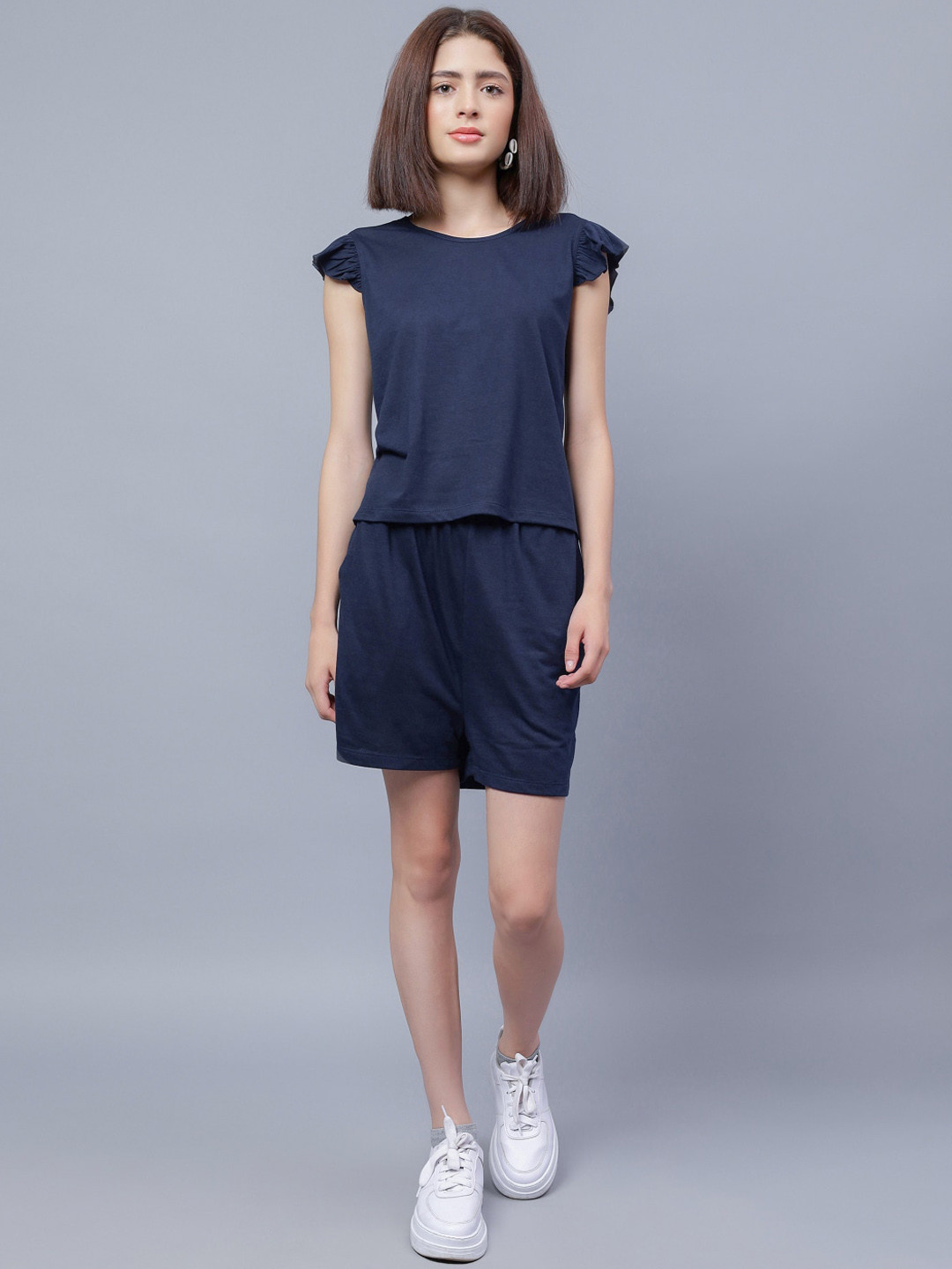 

ENTELLUS Round-Neck Top With Shorts C, Blue