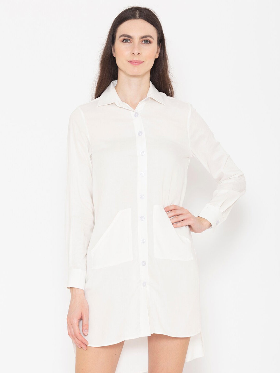 

ENTELLUS Cotton Shirt Shape Dress, White