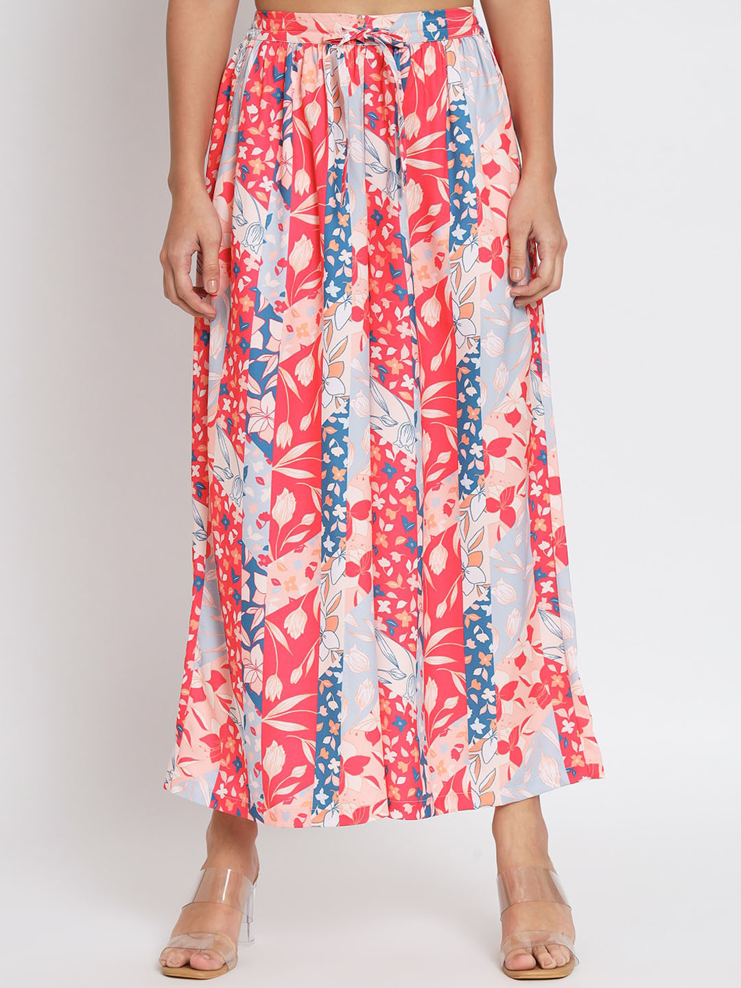 

angloindu Floral Printed Wide Leg Fit Palazzo, Red