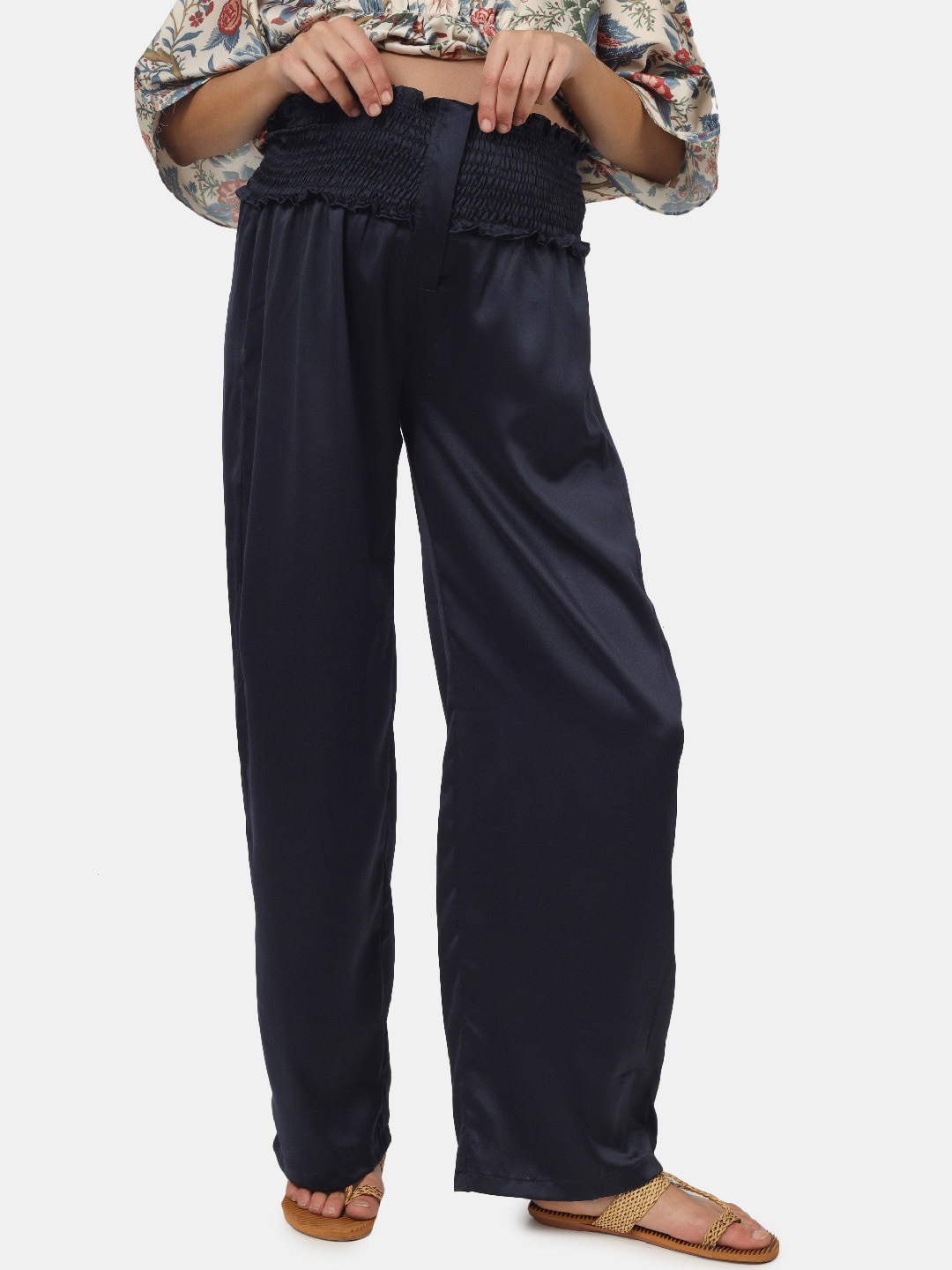 

angloindu Women Loose Fit High-Rise Maternity Parallel Trouser, Navy blue