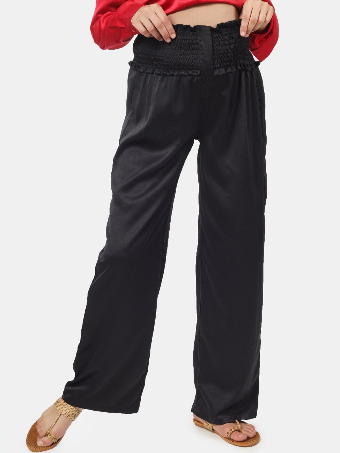 

angloindu Women Loose Fit High-Rise Maternity Parallel Trouser, Black