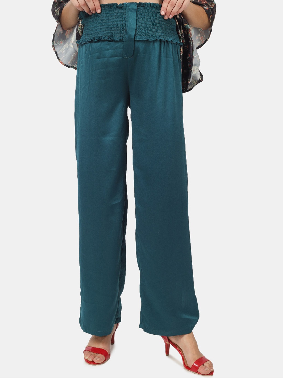 

angloindu Women Loose Fit High-Rise Maternity Parallel Trouser, Green