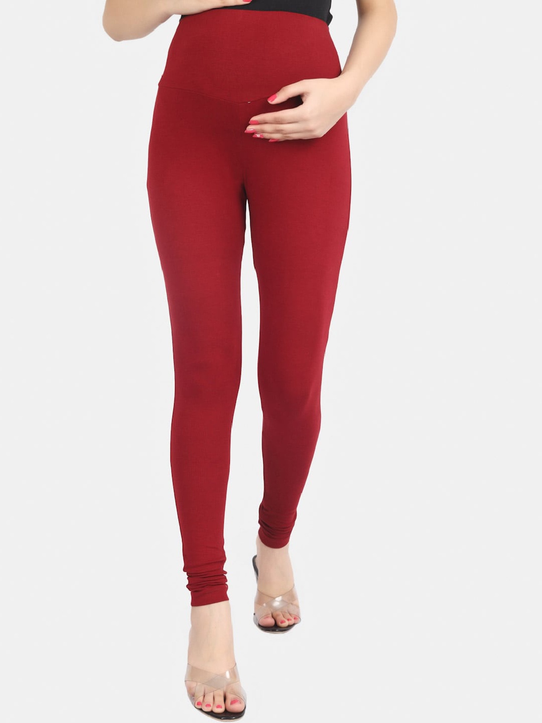 

angloindu Maternity Churidar Length Leggings, Red